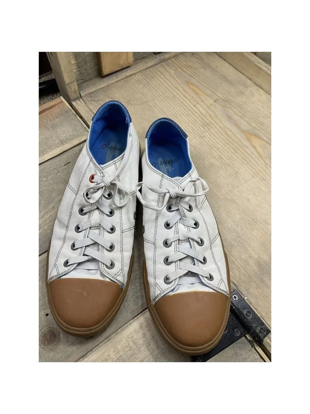 𝅺JOHNNIE-O Sail Away Sneakers White Canvas Men’s Size 8 Rubber Toe Preowned - Picture 5 of 9